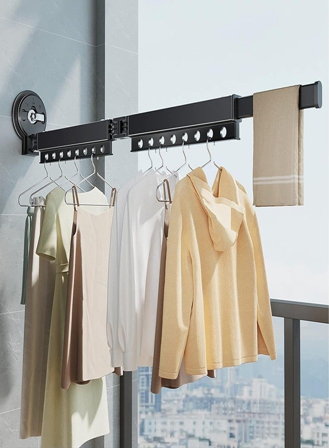 Brikipth Clothes Drying Rack Wall Mounted with Suction Cup, Laundry Drying Rack with Towel Bar, Strong Load-Bearing Foldable Save Space Dry Racks, Suitable for Smooth Surface, 2 Pole - Image 1